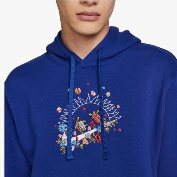 Nike Club Fleece Graphic Hoodie Mens L Turtle Embroidered Mushroom DQ3513-455 - Picture 1 of 14